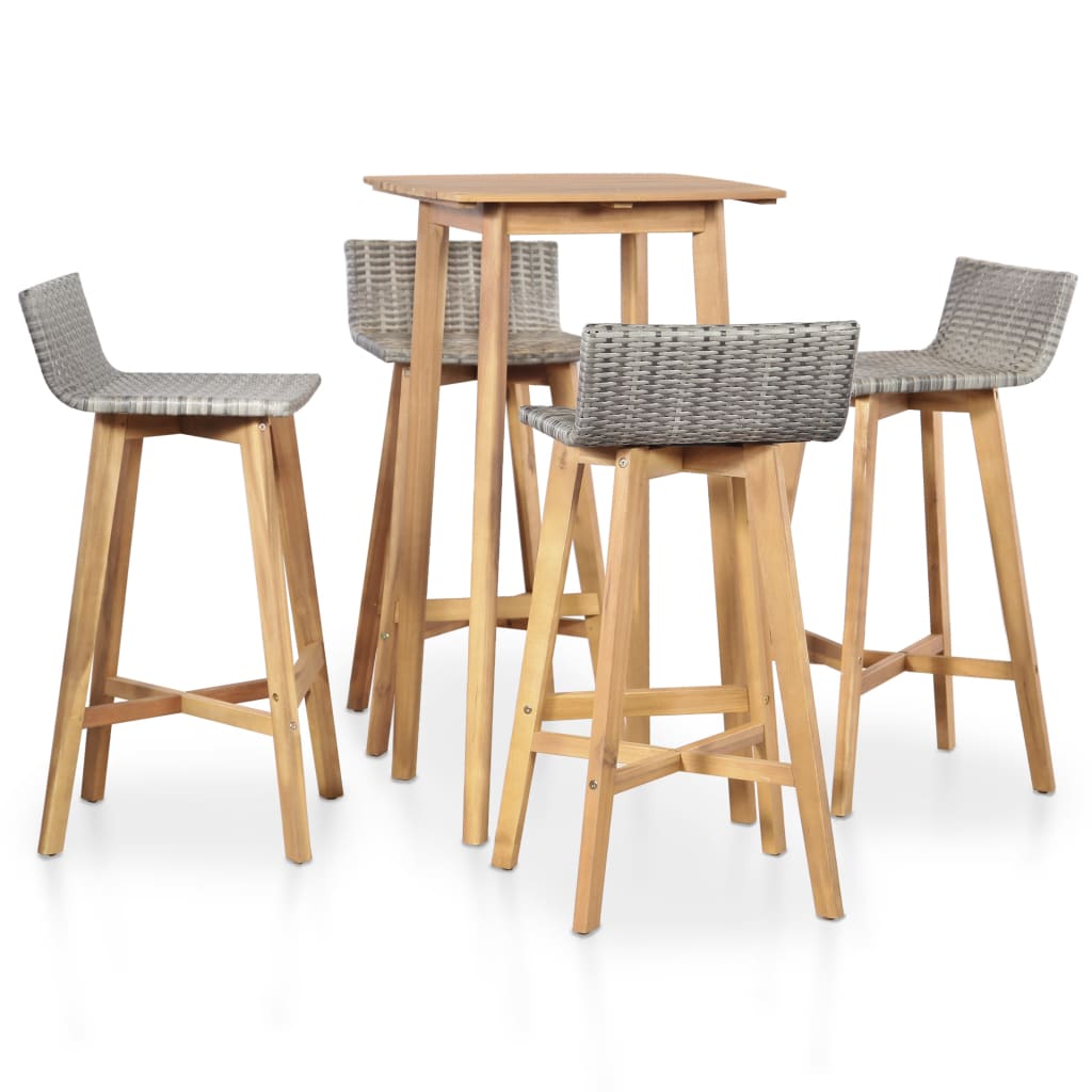 Outdoor dinner furniture 5 pcs solid acacia wood