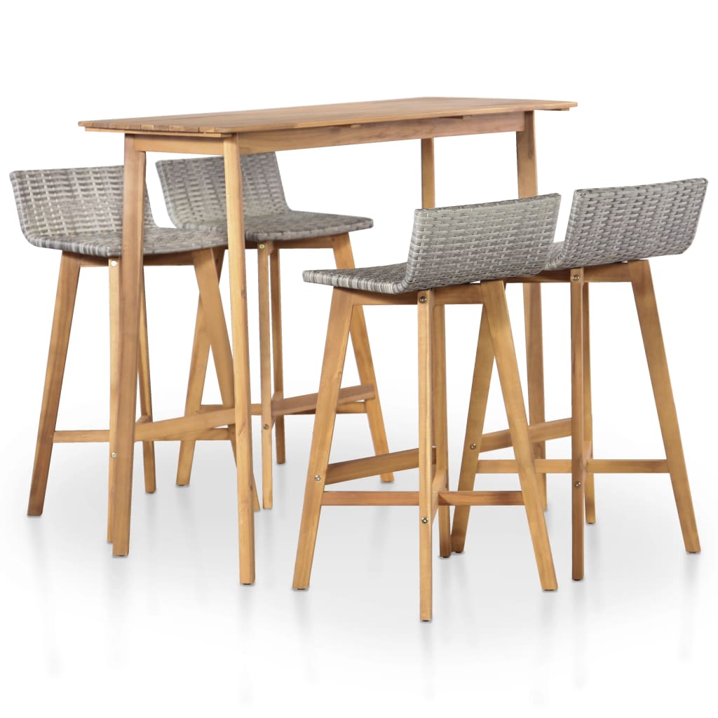 Outdoor dinner furniture 5 pcs solid acacia wood