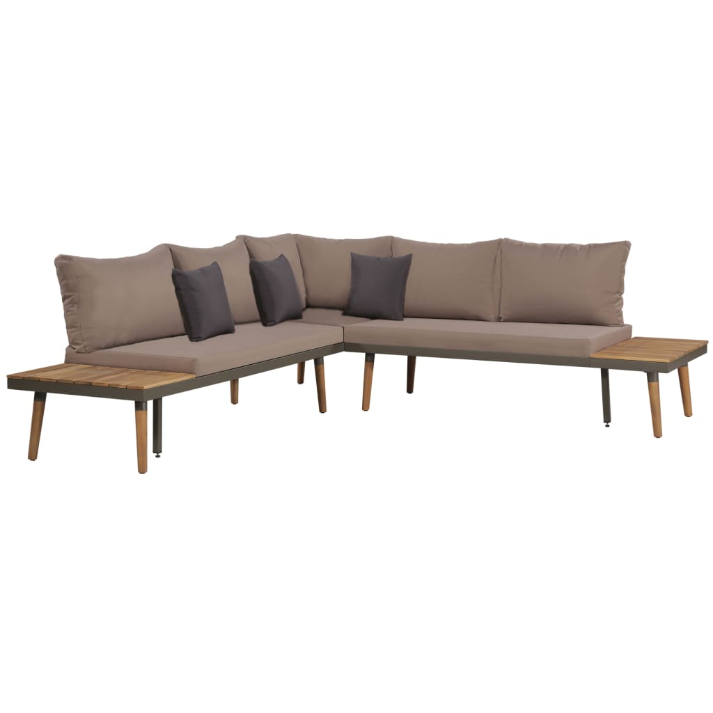 Garden furniture 4pcs and solid brown acacia wood cushions