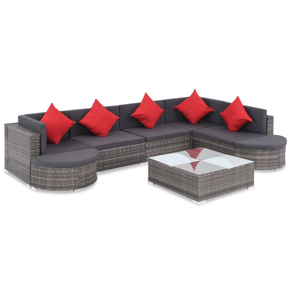 8 pcs garden furniture with gray braided resin cushions