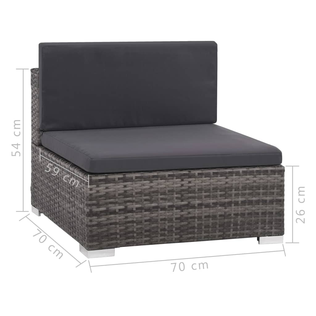 8 pcs garden furniture with gray braided resin cushions