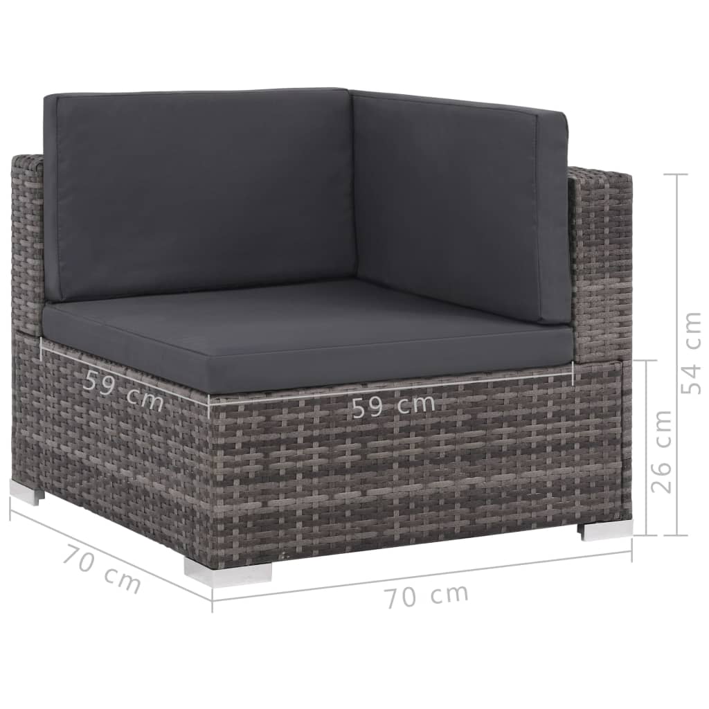 8 pcs garden furniture with gray braided resin cushions