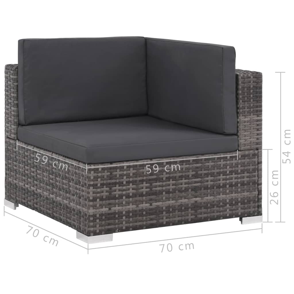 6 pcs garden furniture with gray braided resin cushions