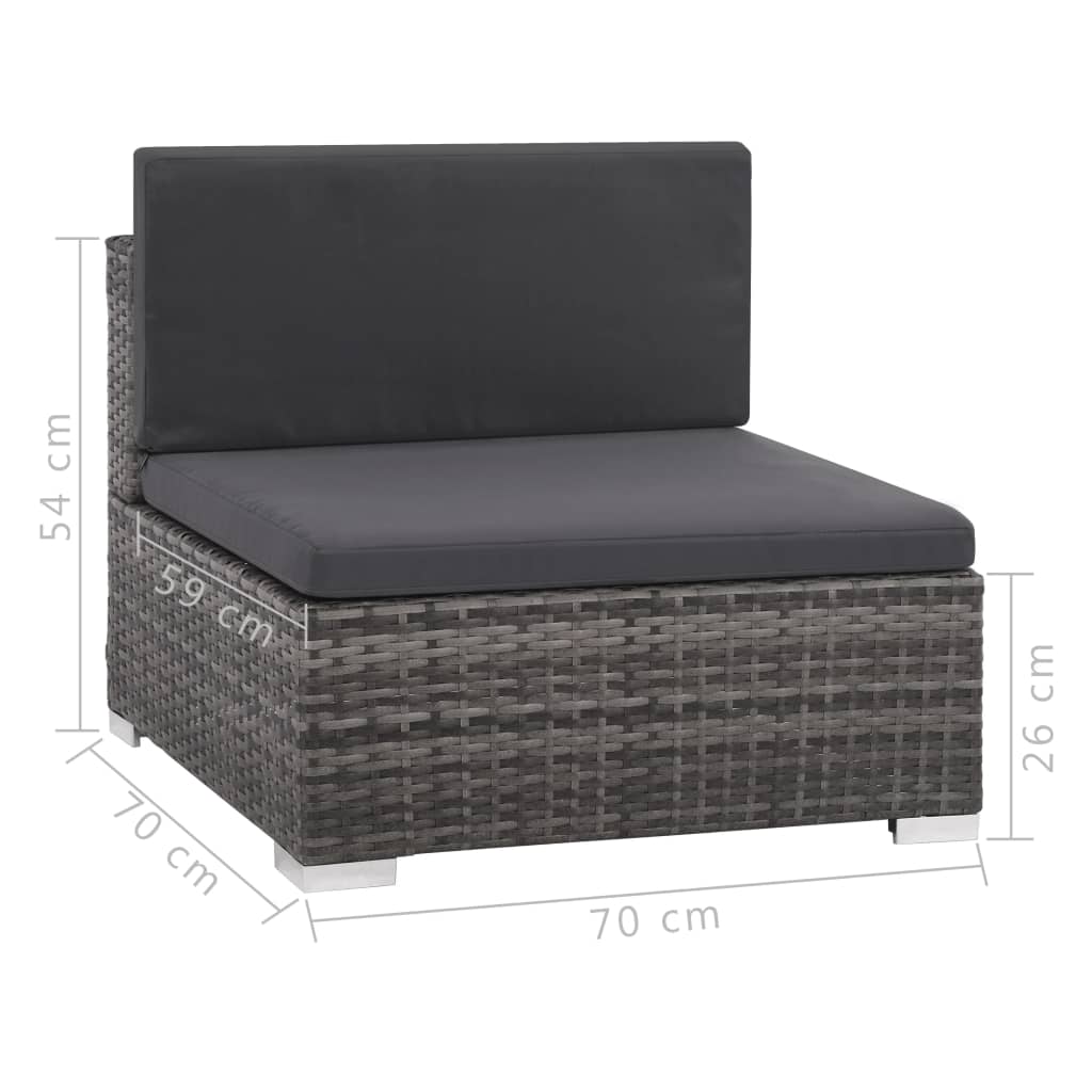 6 pcs garden furniture with gray braided resin cushions