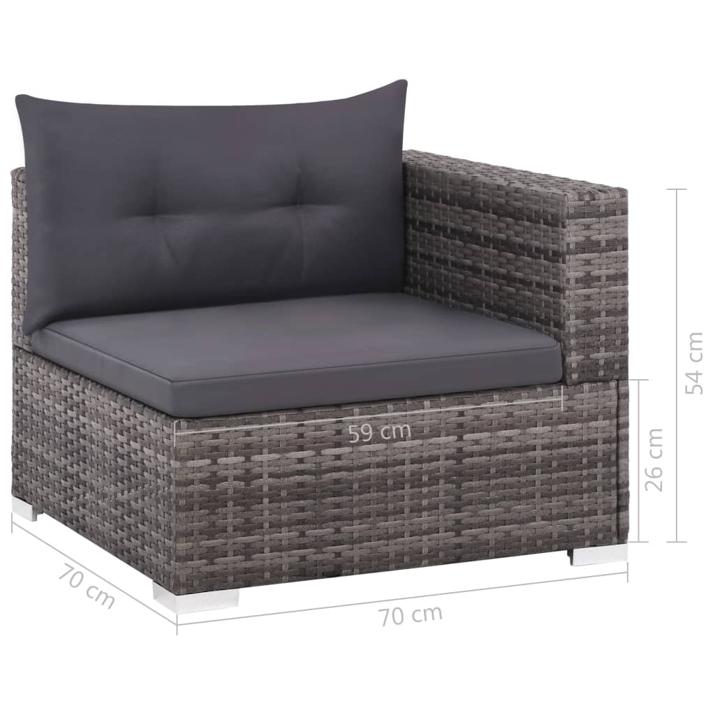 3 pcs garden furniture with gray braided resin cushions