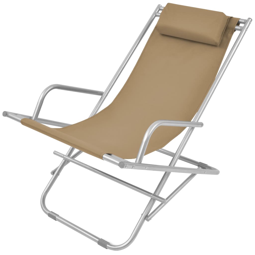 Terrace reclining chairs 2 pcs taupe steel