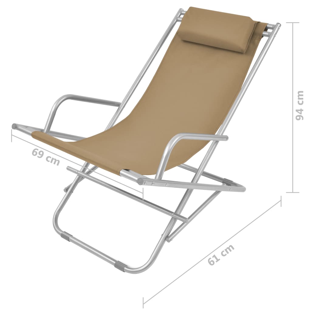 Terrace reclining chairs 2 pcs taupe steel