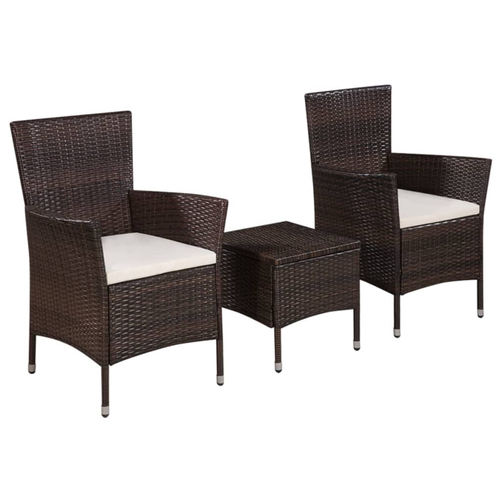 Mobilier de bistro 3 pcs Résine tressée Marron