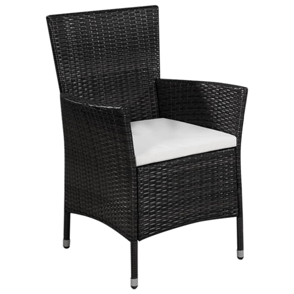 Mobilier de bistro 3 pcs Résine tressée Noir