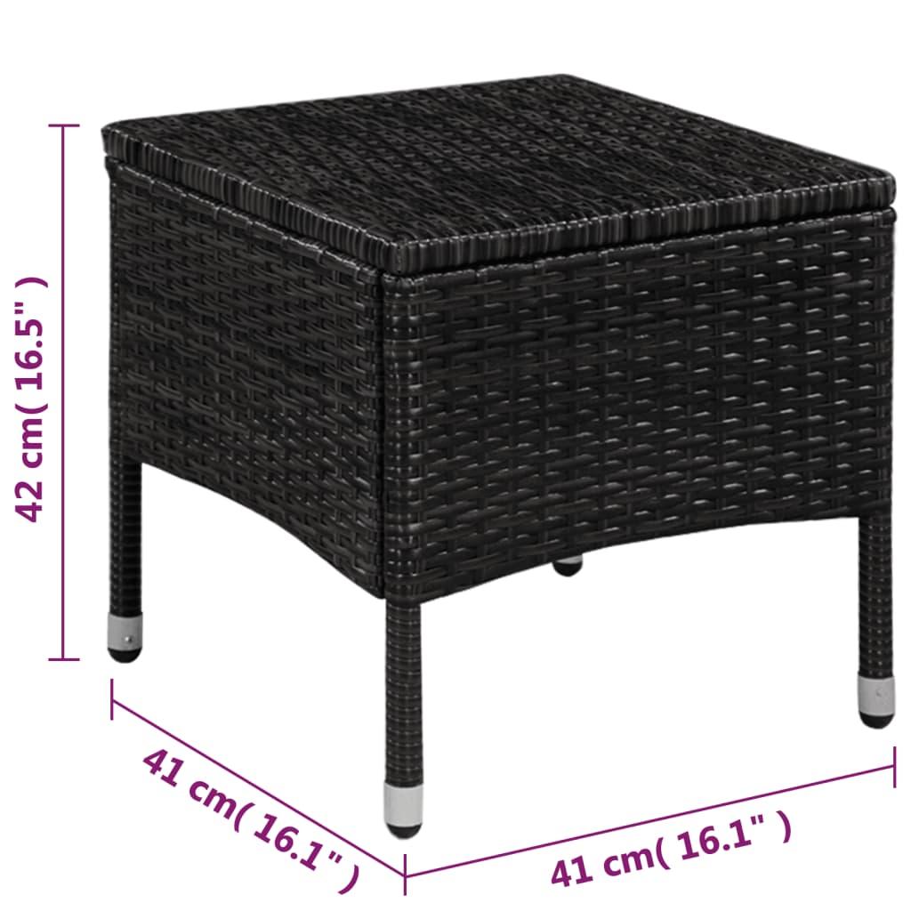 Mobilier de bistro 3 pcs Résine tressée Noir