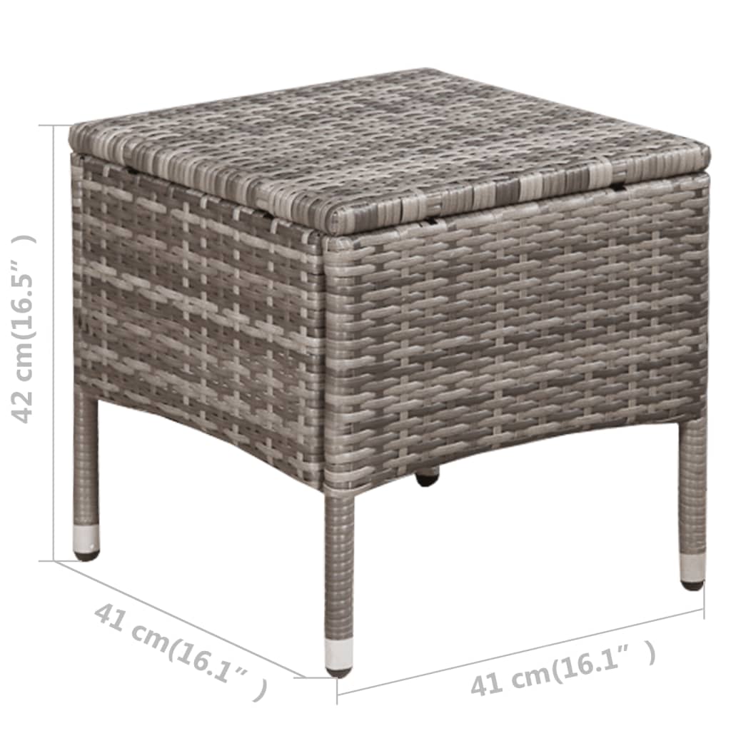 Mobilier de bistro 3 pcs Résine tressée Gris