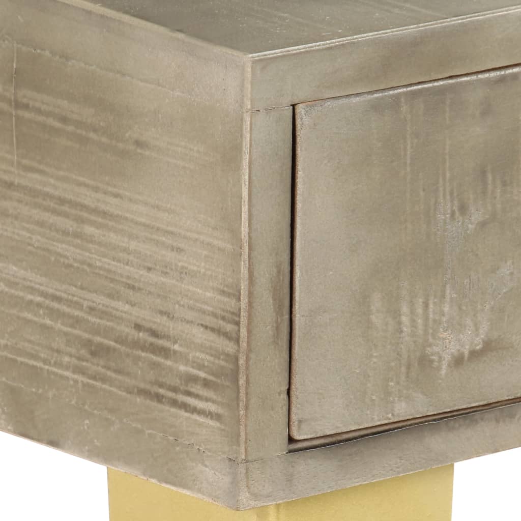 Gray mango wood console table with brass 110x35x76 cm