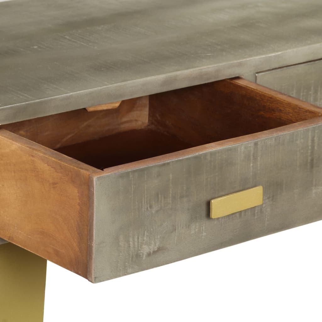 Table console Bois de manguier Gris avec laiton 110x35x76 cm