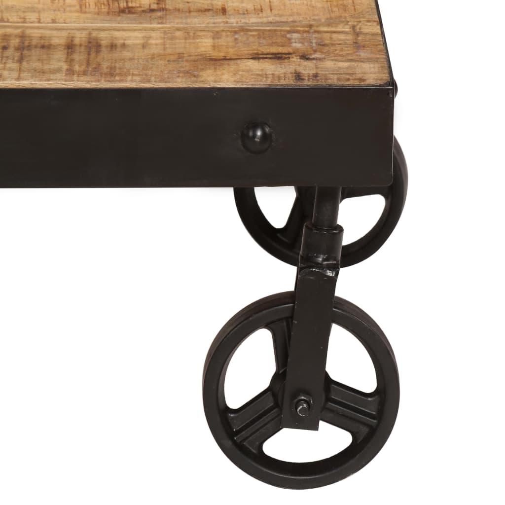 Tavolino con rotelle Legno massello di mango 100x60x26 cm