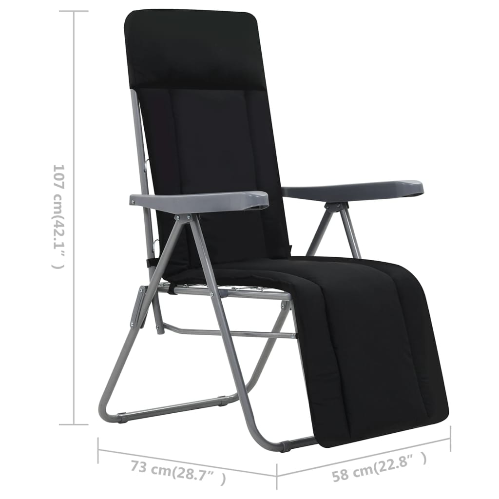Foldable garden chairs with 2 pcs black cushions