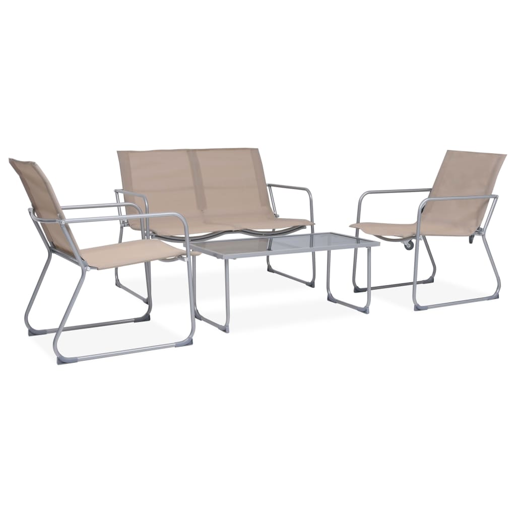 Garden furniture 4 pcs taupe fabric and steel