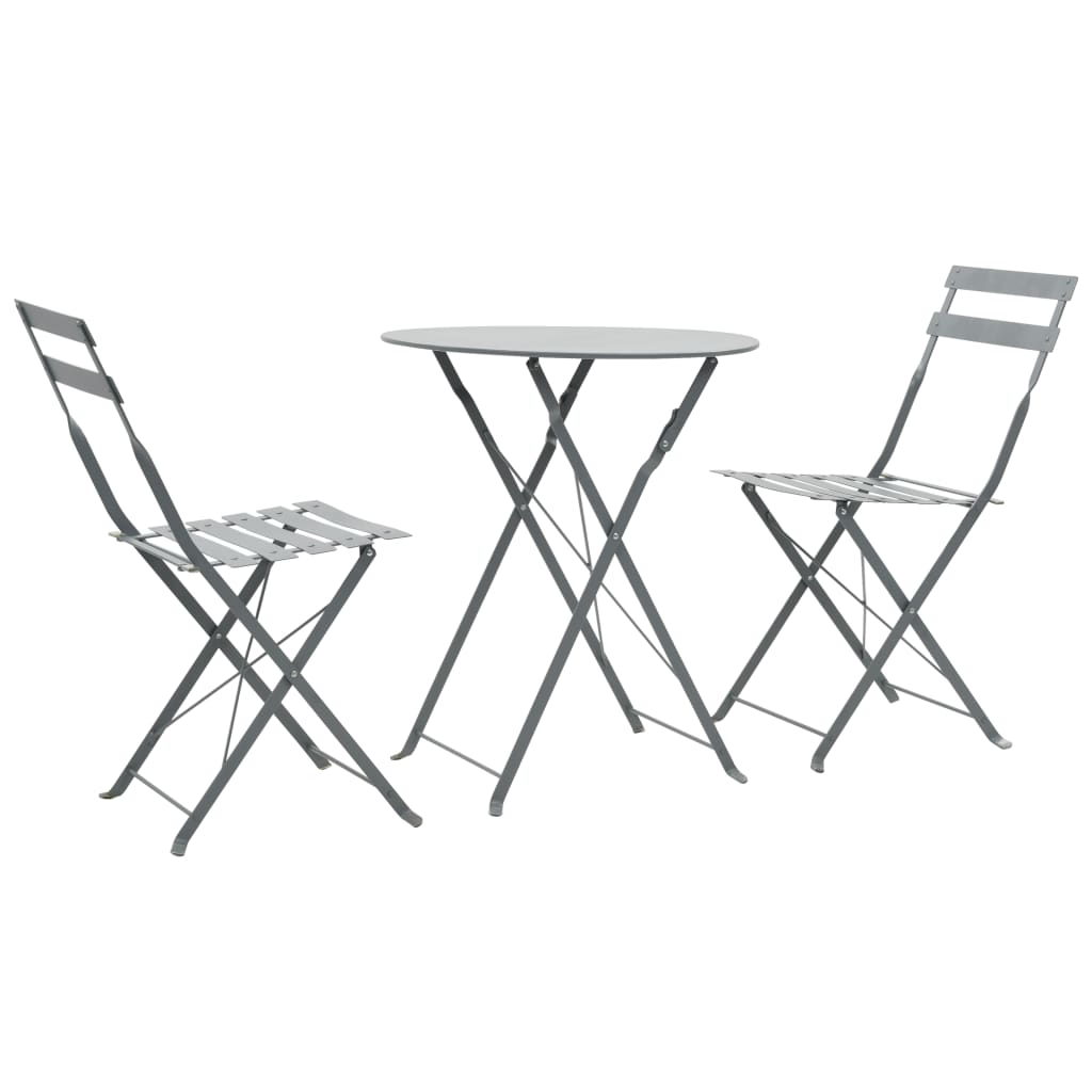 Mobilier de bistro 3 pcs Acier Gris