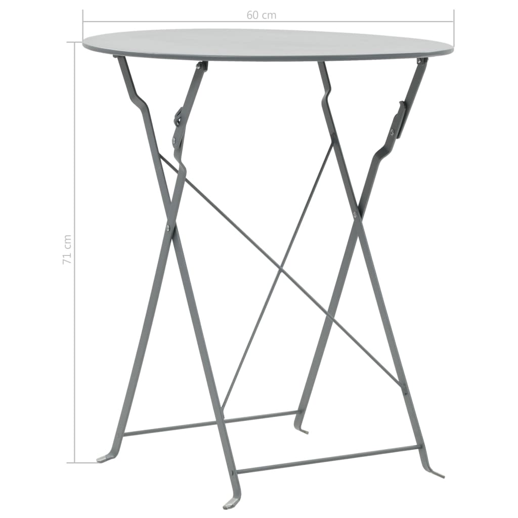 Bistro furniture 3 pcs gray steel