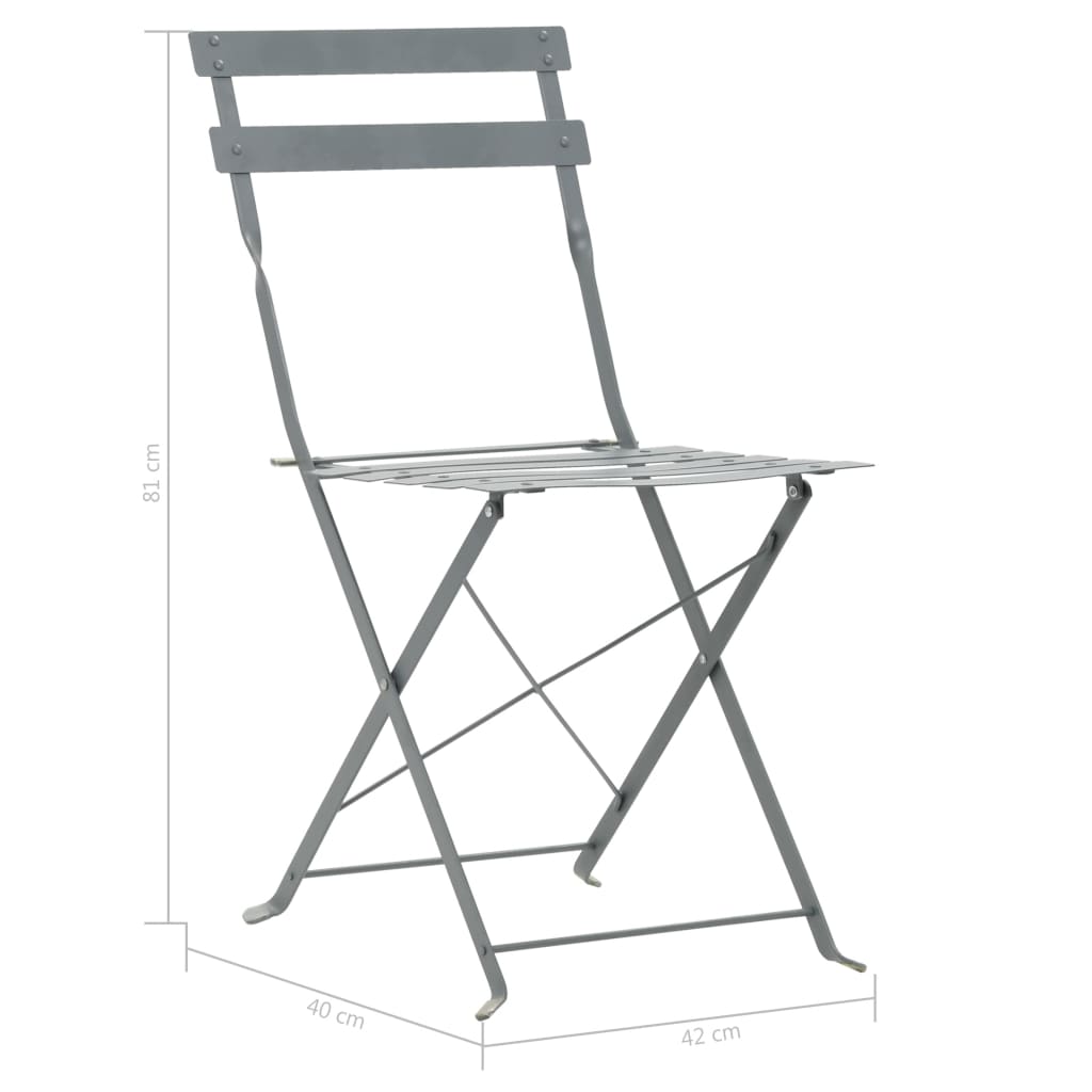 Mobilier de bistro 3 pcs Acier Gris