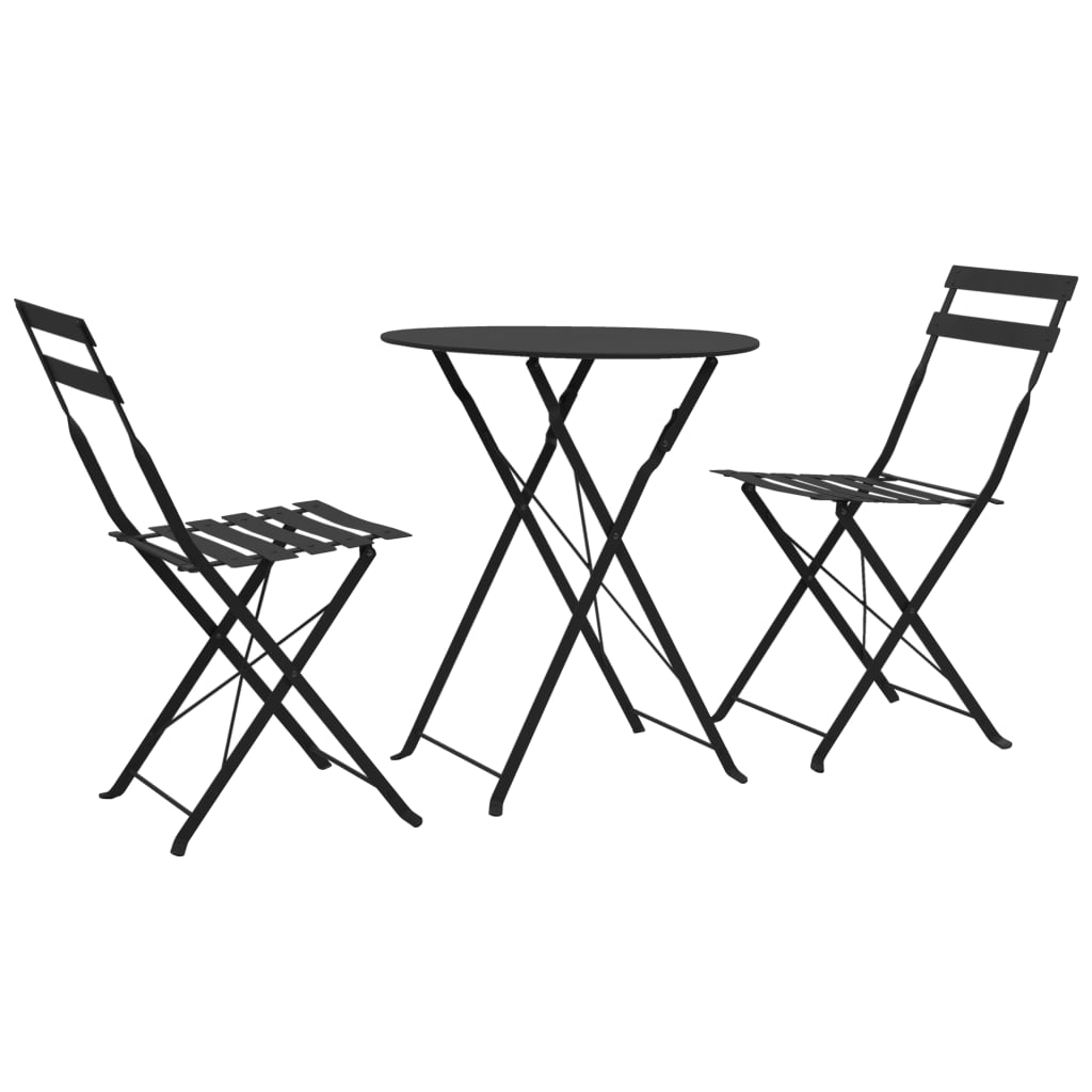 Bistro furniture 3 pcs black steel