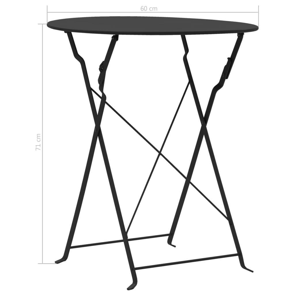 Bistro furniture 3 pcs black steel