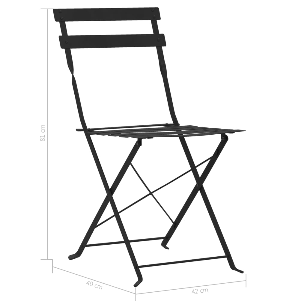 Mobilier de bistro 3 pcs Acier Noir