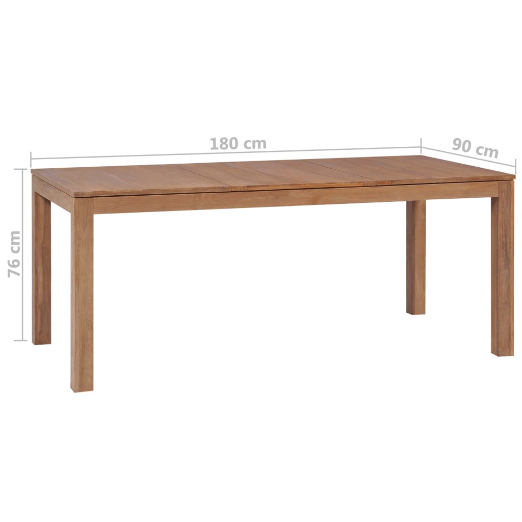 Teak wood dinner table and natural finish 180x90x76 cm