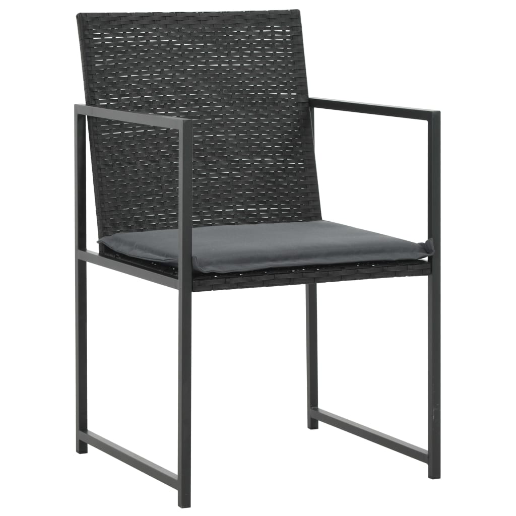 Mobilier à dîner de jardin 7pcs et coussins Résine tressée Noir