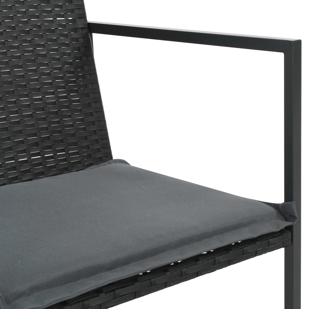 Mobilier à dîner de jardin 7pcs et coussins Résine tressée Noir