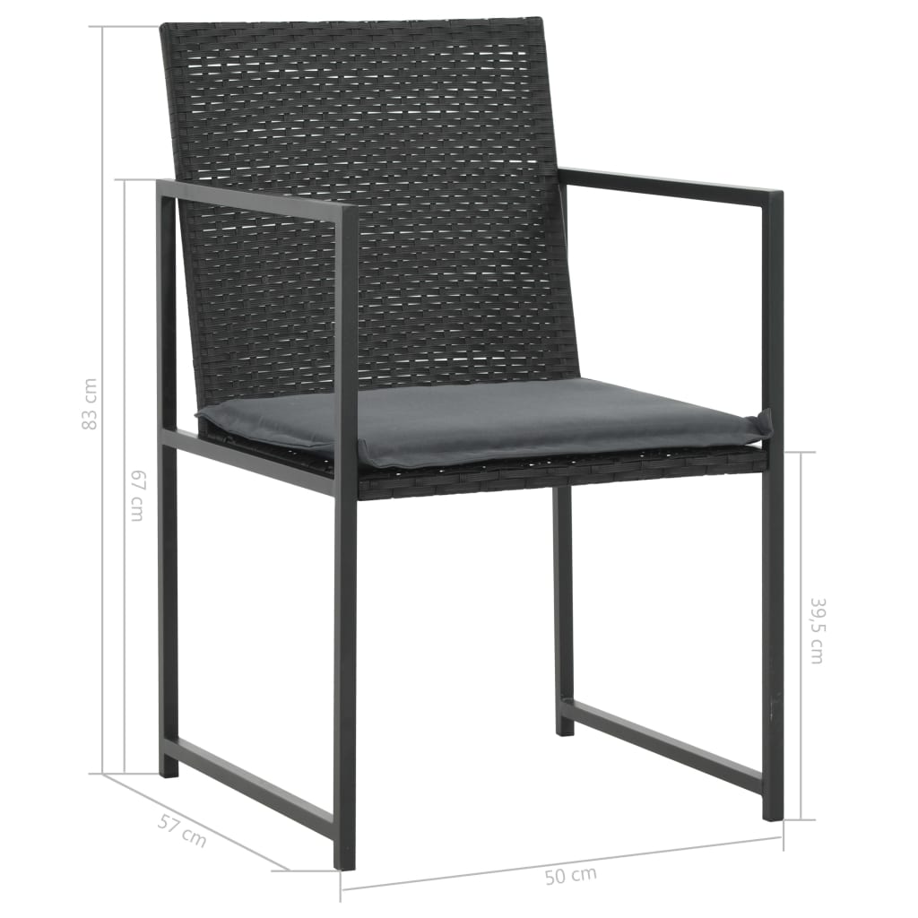 Garten Abendessen Möbel 7pcs und schwarze geflochtene Harzkissen