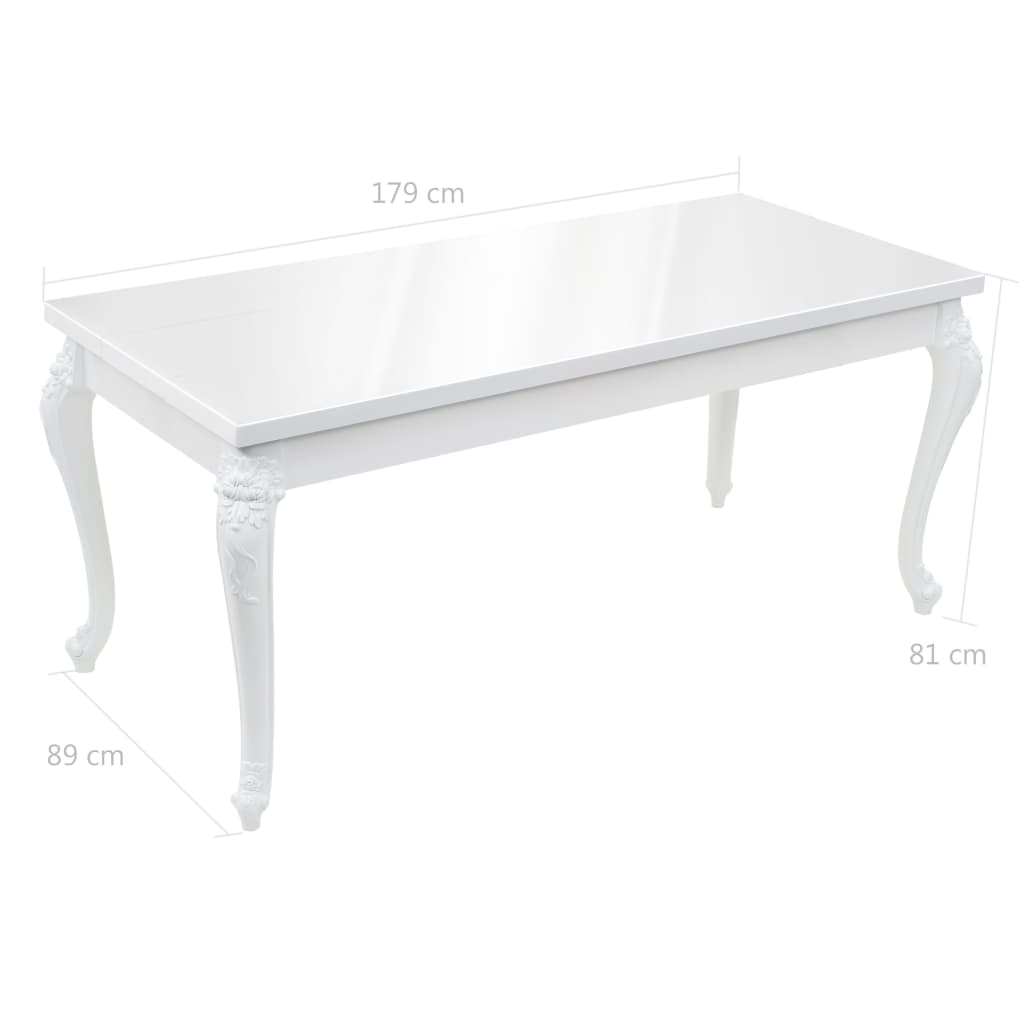 Dining table 179x89x81 cm shiny white