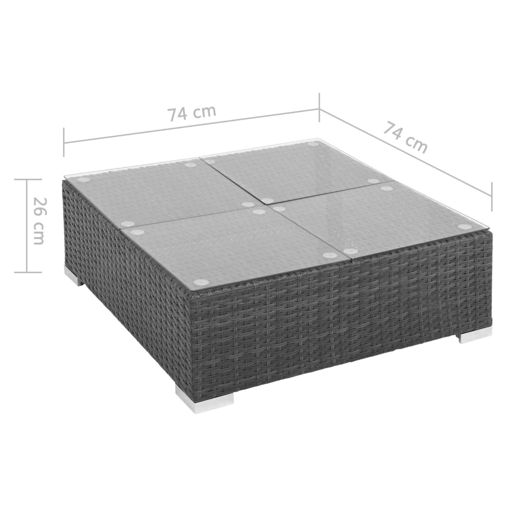 Gartenmöbel 7 Stcs mit schwarzen geflochtenen Harzkissen