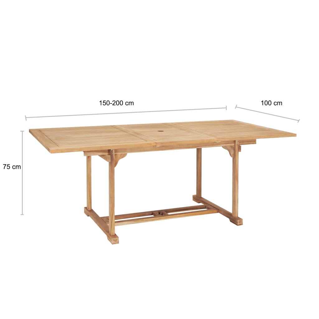 Extensible garden table 150-200x100x75 cm Solid teak
