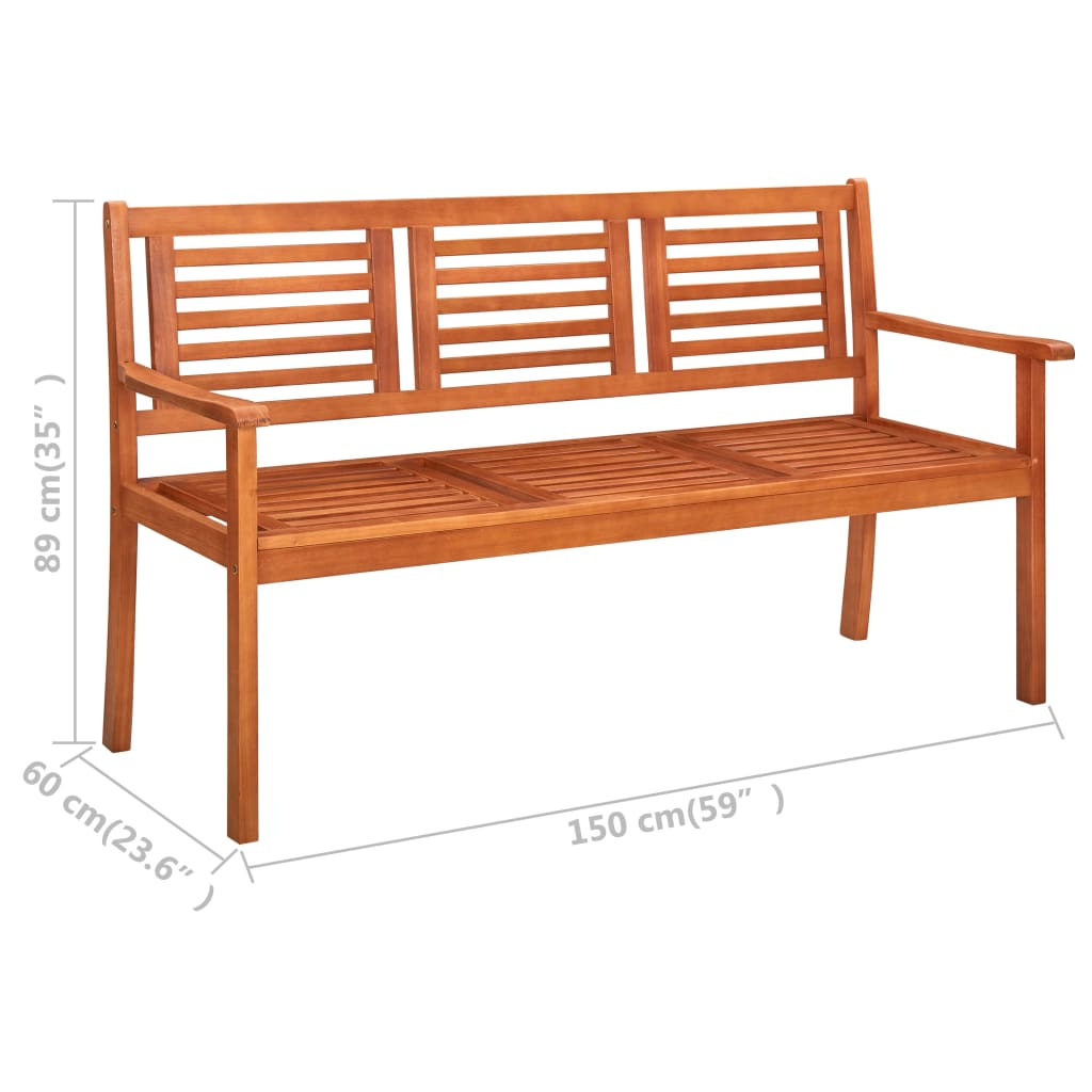 3 -seater garden bench 150 cm Solid eucalyptus wood