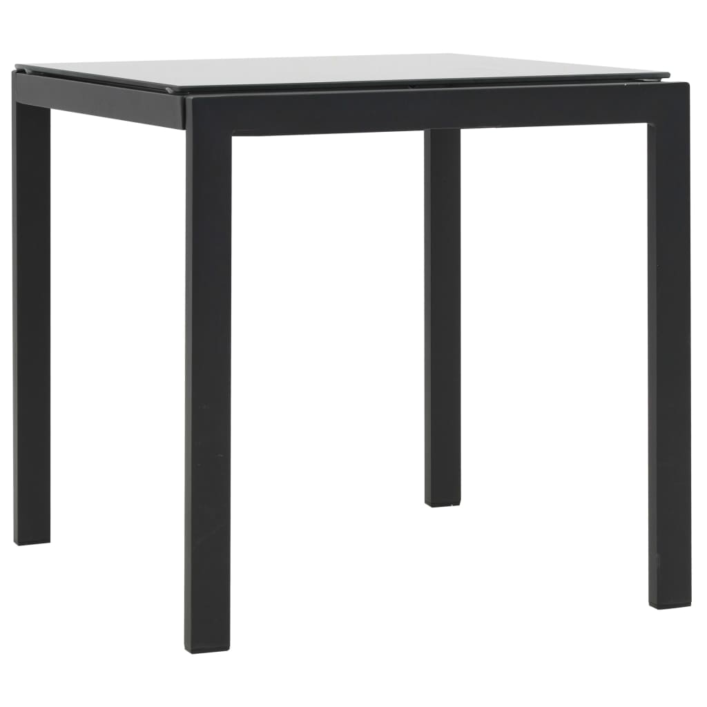 Sedie lunghe 2 pezzi e tavolo intrecciato intrecciato e tessilene nero