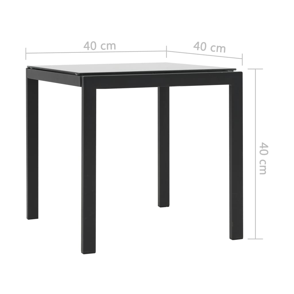 Sedie lunghe 2 pezzi e tavolo intrecciato intrecciato e tessilene nero
