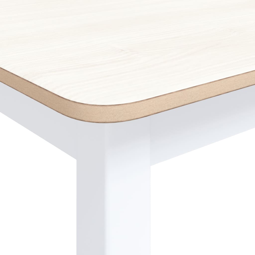 White and brown dinner table 114x71x75 cm Solid rubberwood