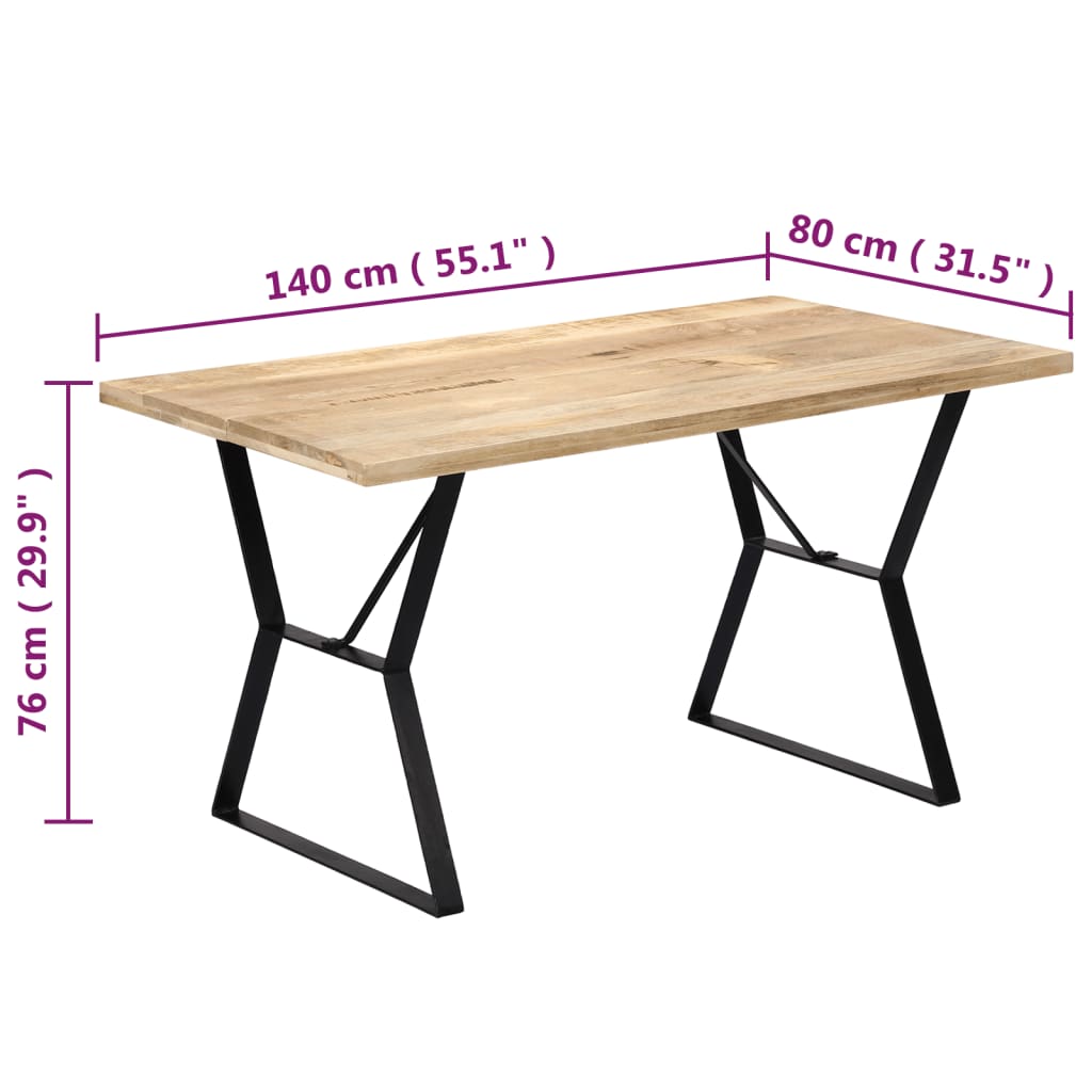 Dining table 140x80x76 cm Massive mango wood