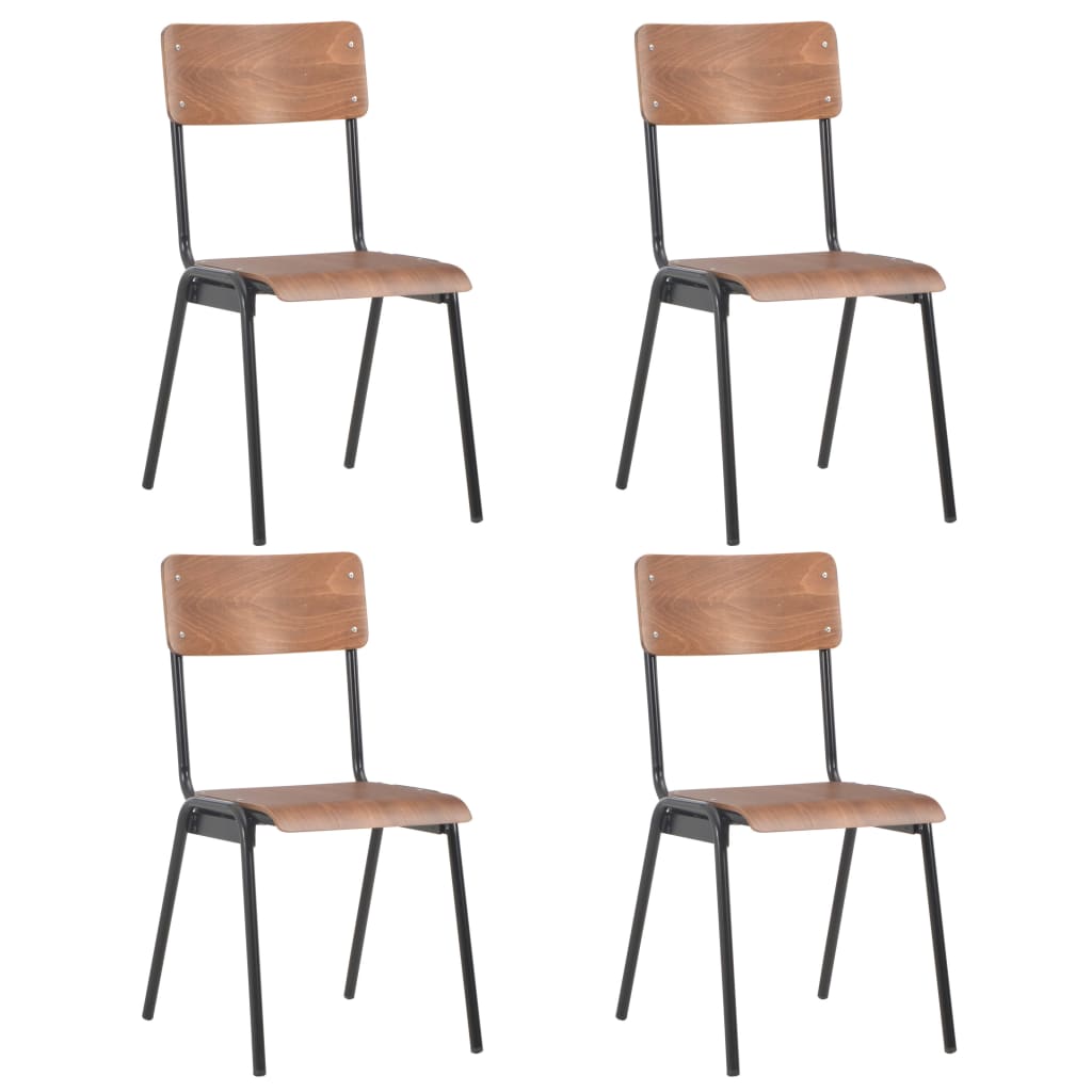 Dining chairs Lot of 4 solid and steel plywood brown
