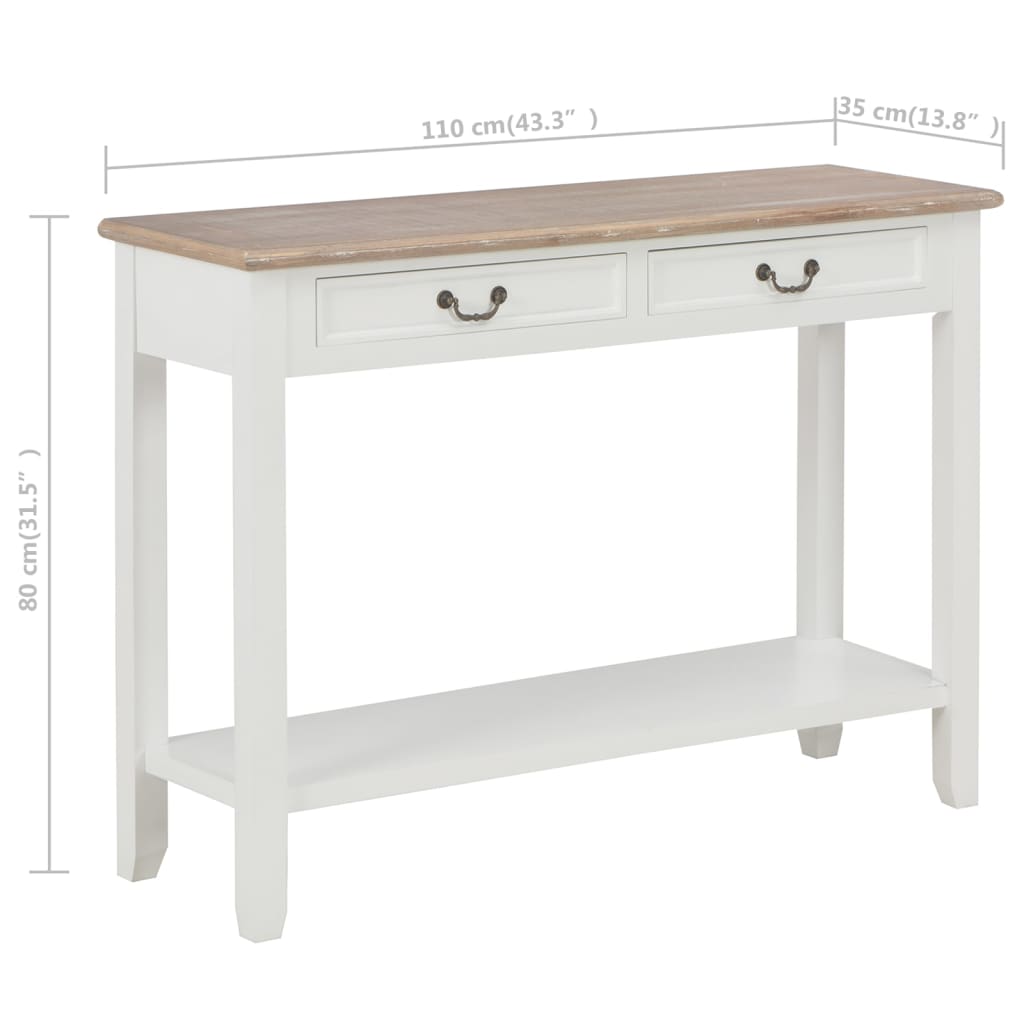 White console table 110x35x80 cm wood