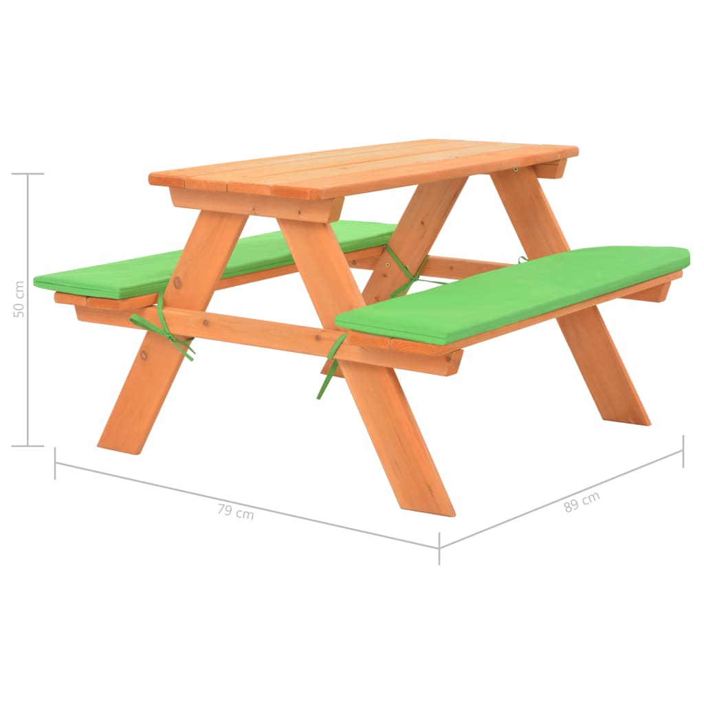 Tavolo da picnic per bambini con panchine 89x79x50 cm abete