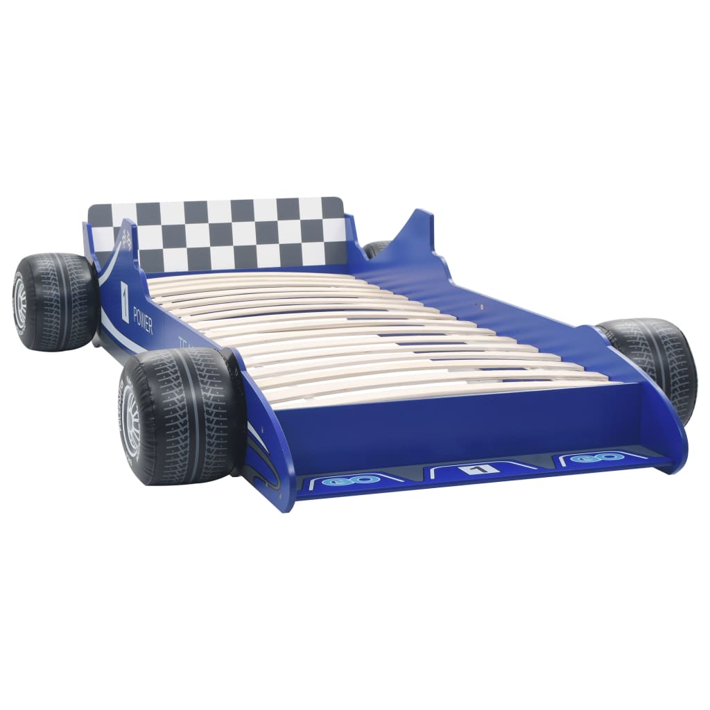 Children's racing car bed 90 x 200 cm blue