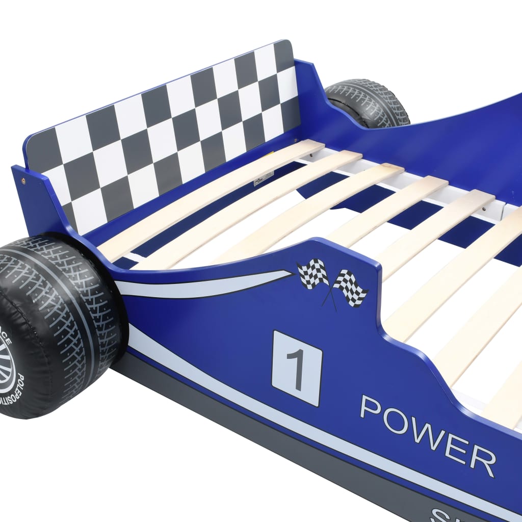 Children's racing car bed 90 x 200 cm blue