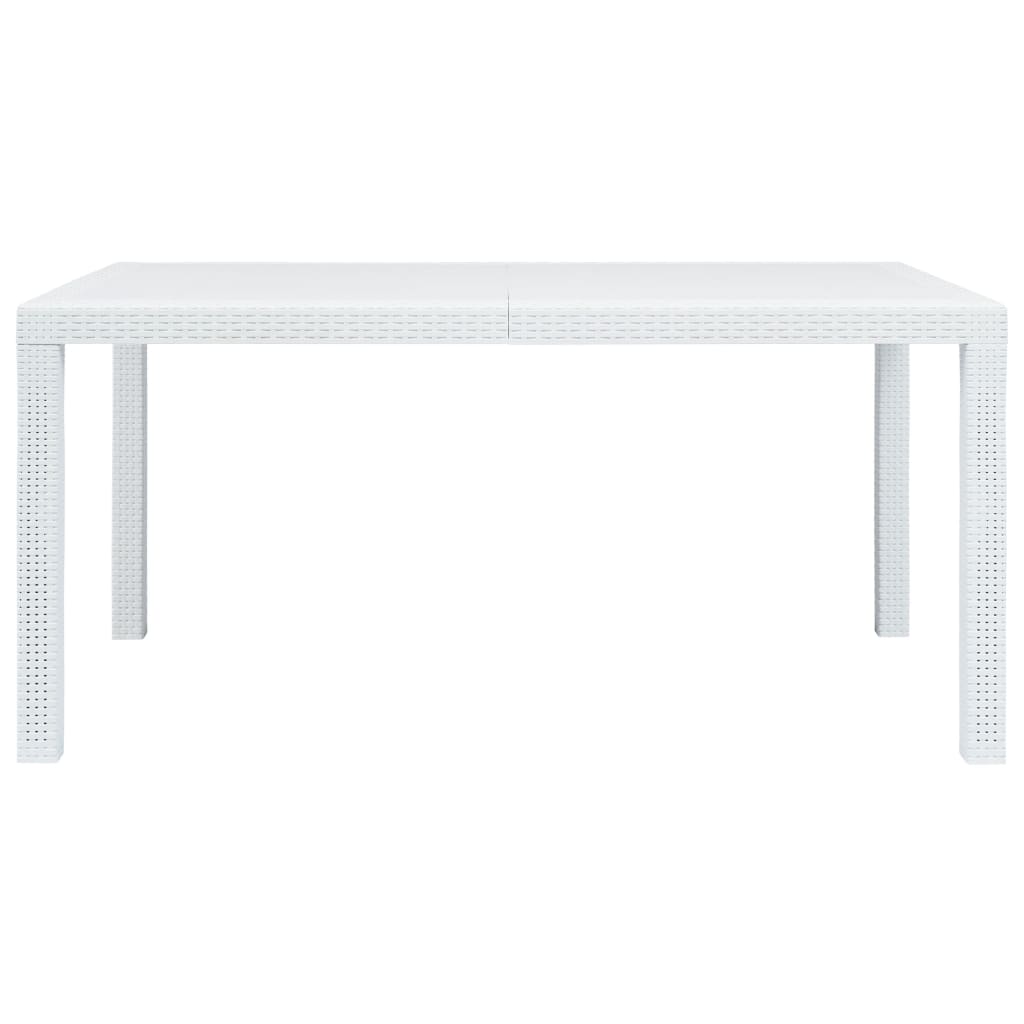 Table de jardin Blanc 150x90x72 cm Plastique Aspect de rotin