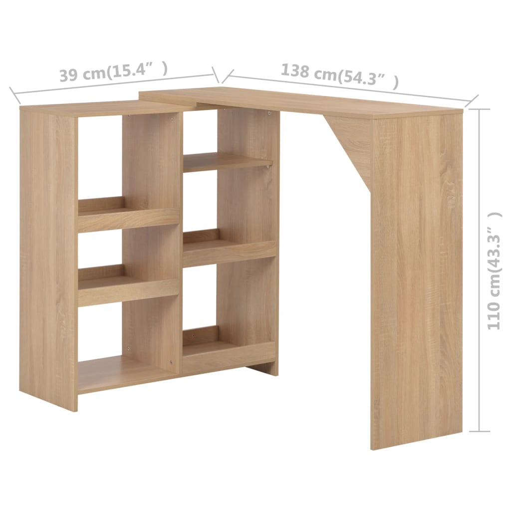 Bar table with removable oak tablet 138x39x110 cm