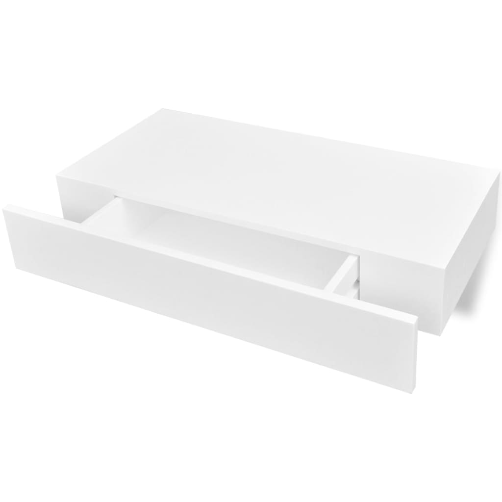 Wall shelves with 2 pcs white drawers 48 cm