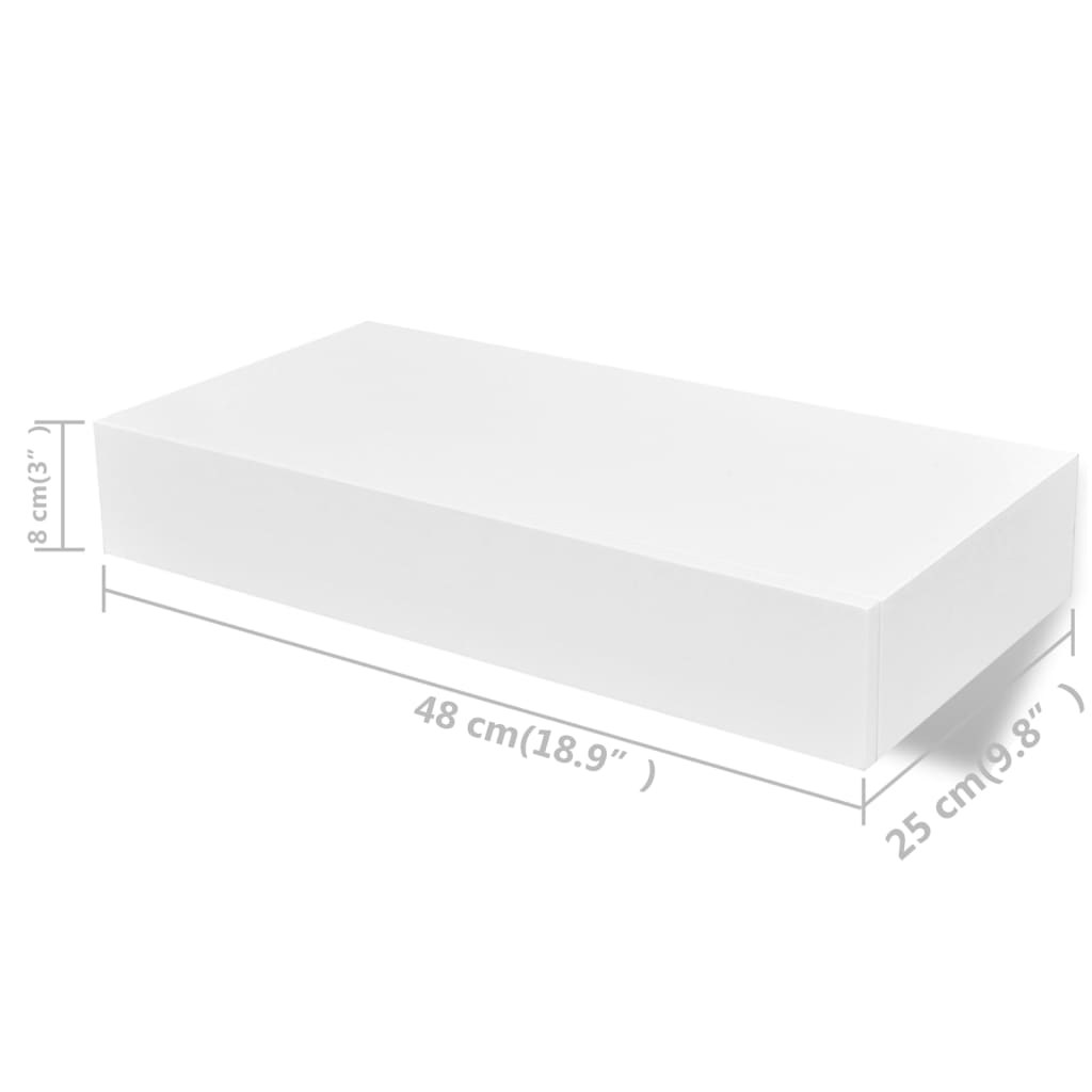 Wandregale mit 2 PCs weiße Schubladen 48 cm