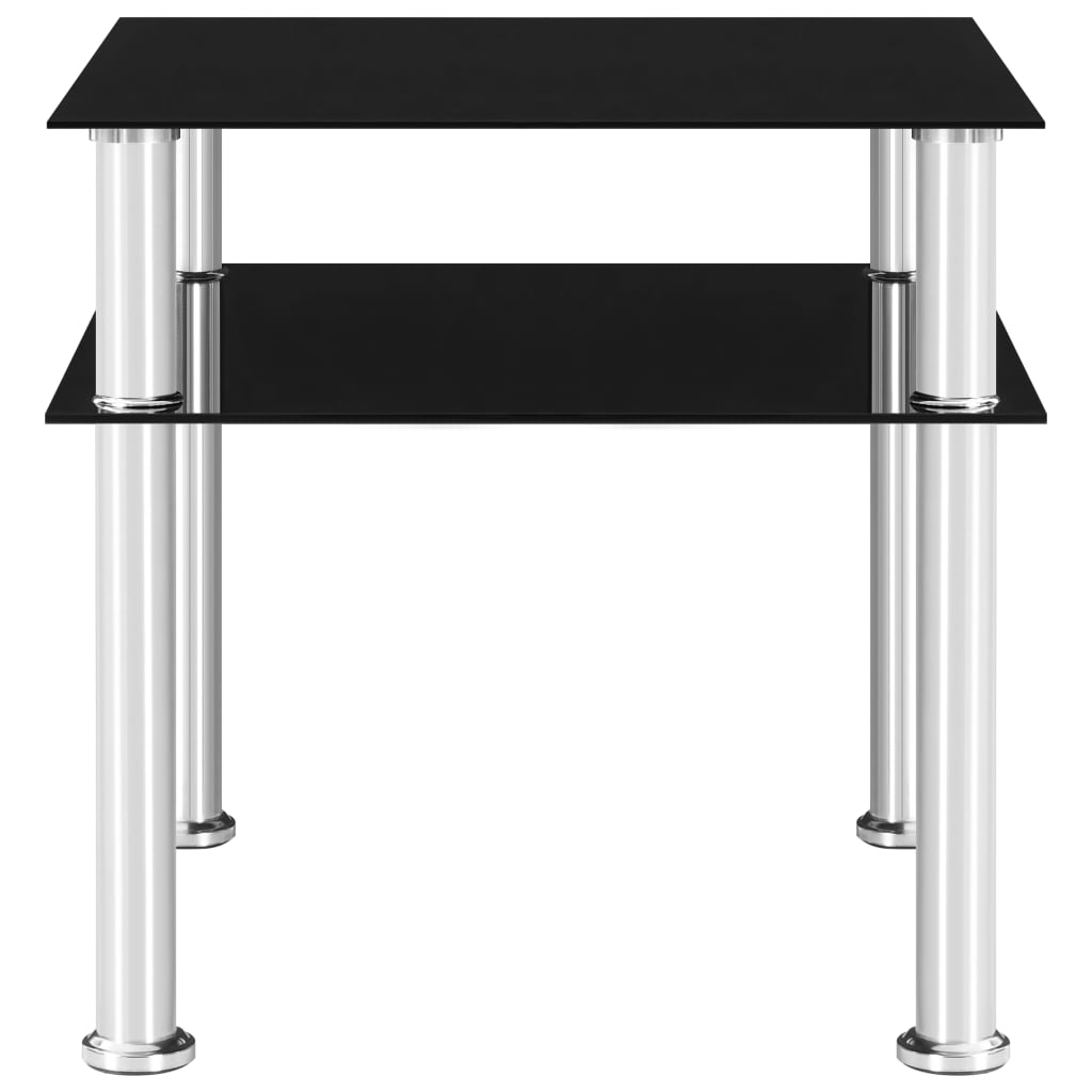 Black side table 45x50x45 cm tempered glass