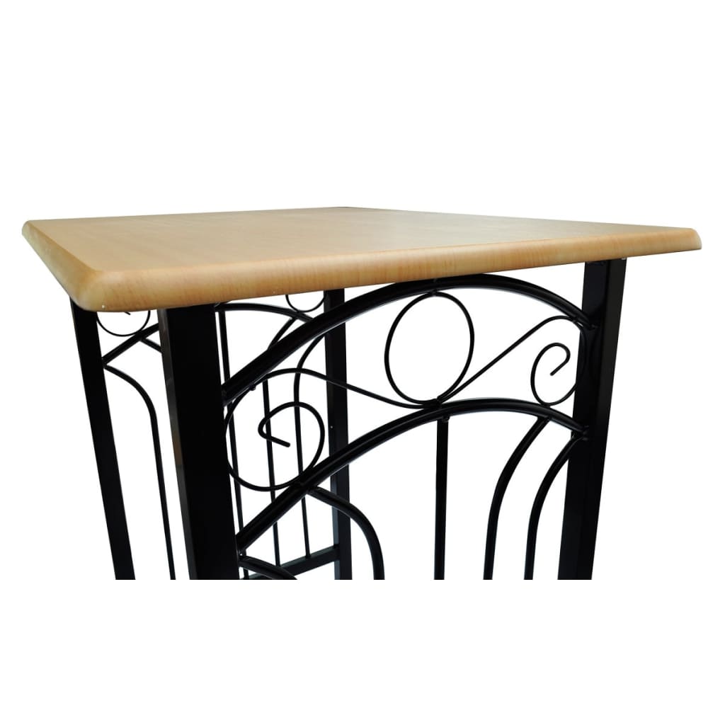 Roux brown wooden dinner table set with steel black