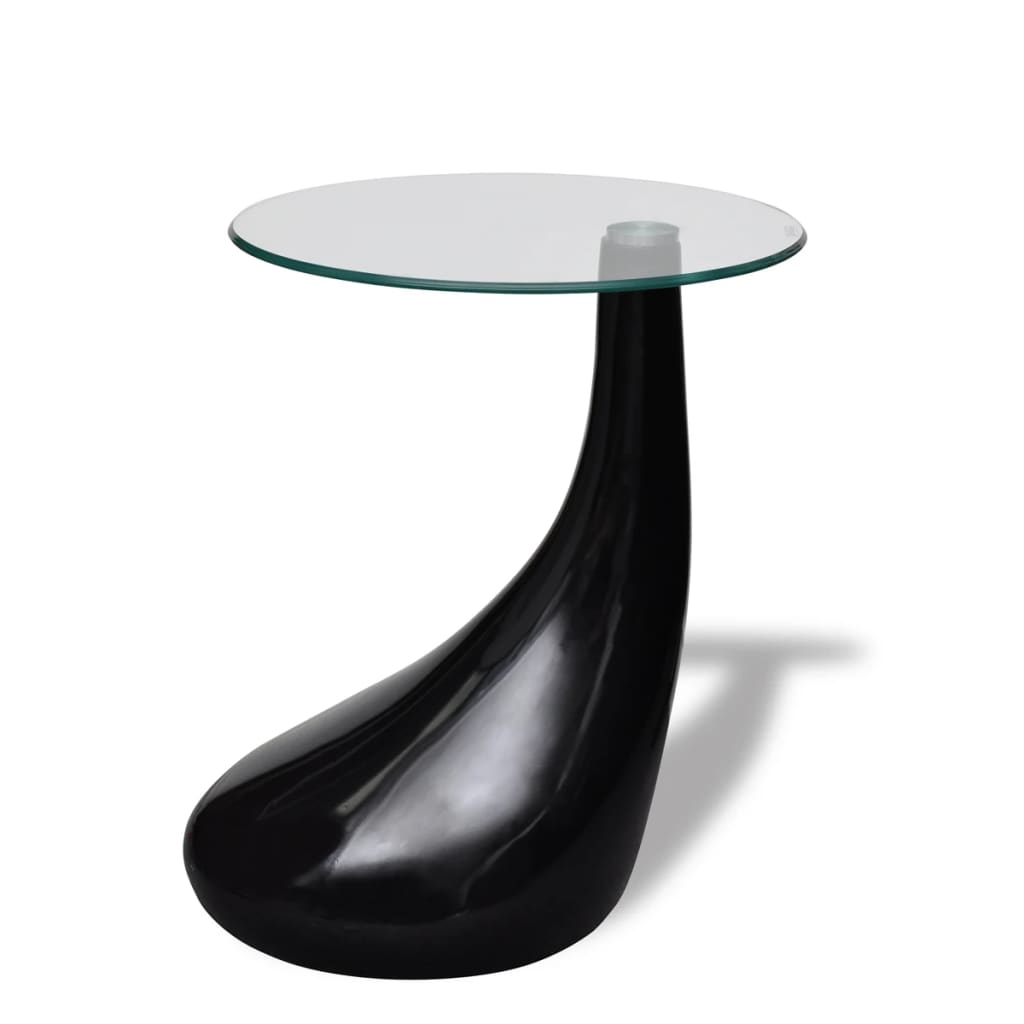 Coffee table with shiny black round table table top